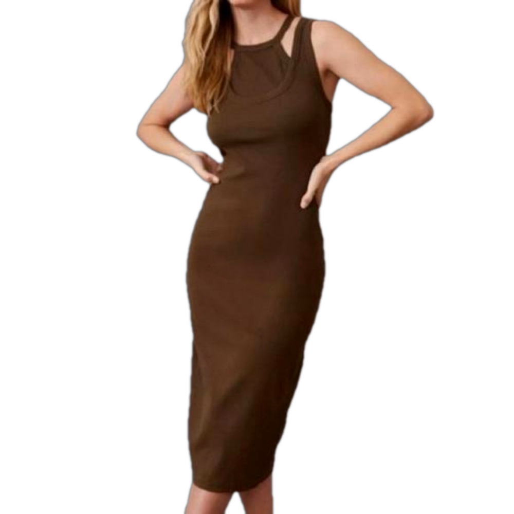 Anthropology [t. La] Ribbed Layered Tank Dress - Brown - S